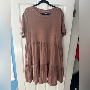 Tan XL Old Navy Tiered Swing Dress